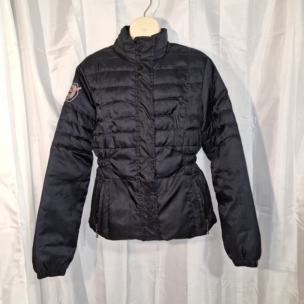 Harley Davidson Child Puffed Jacket Black Size XS Elastic Waist & Arms Biker